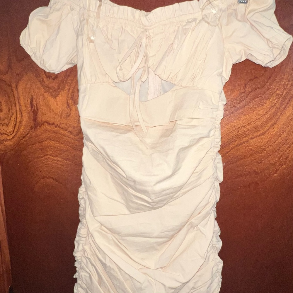 Elegant Off-Shoulder Cream Dress